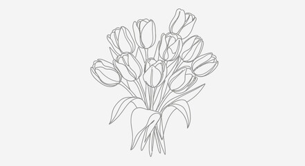 Hand Drawn Tulip Bouquet Illustration.