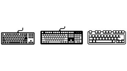 Minimalist keyboard designs in pixel style: retro and modern variations