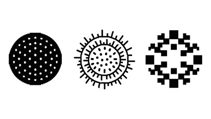 Abstract microbial designs with geometric patterns in monochrome style