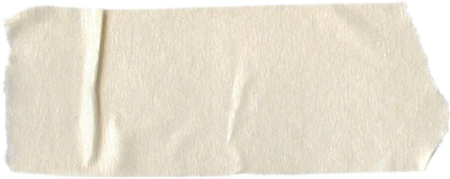 Adhesive washi crumpled paper tape isolated element. Craft scrapbooking transparent element with grunge texture. Torn ripped note memo sticker 