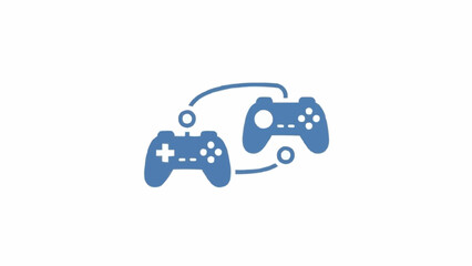 Two blue video game controllers connected, symbolizing multiplayer gaming or device pairing. © Rehan Dwi Yoga
