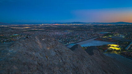 Aerial Lone Mountain Las Vegas Cityscape and Suburbs at Golden Hour