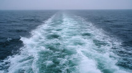 Vast expanse of ocean with a clear blue sky in the background. the water is a deep blue-green color and appears to be calm and still.