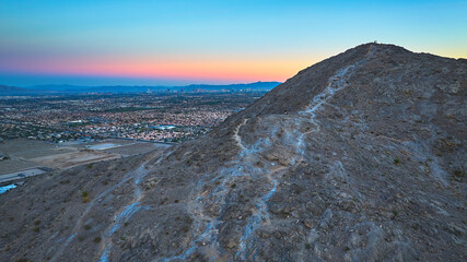 Aerial Lone Mountain Trail and Las Vegas Strip at Golden Hour Nevada