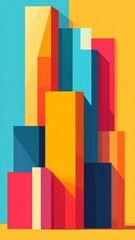 Abstract Rectangular Block Composition in Yellow Blue and Red Tones