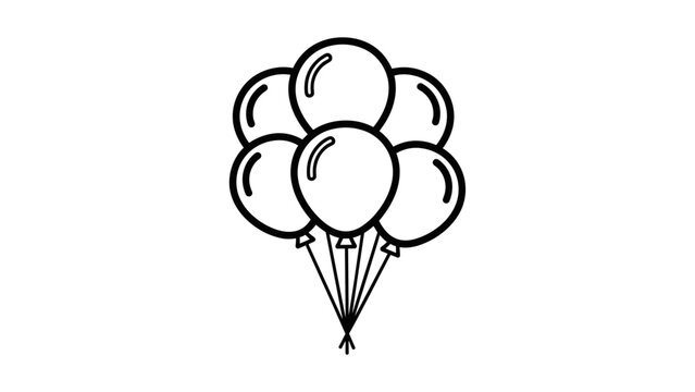 Minimalist balloon bouquet outline art for celebrations and parties