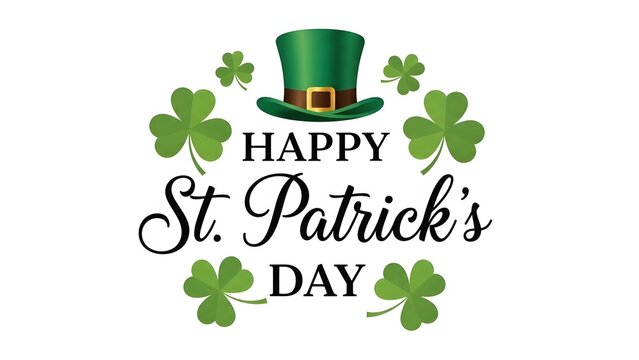 Happy st patrick's day celebration with shamrocks and leprechaun hat