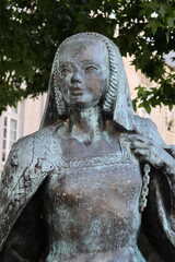 Anne Duchess of Brittany historic sculpture in Nantes, France.