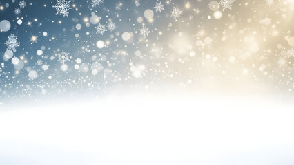 Fototapeta premium A beautiful winter scene with snowflakes and sparkling lights in the sky
