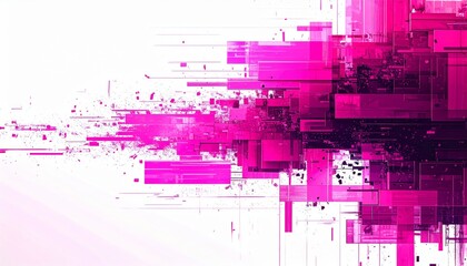 Abstract Pink Geometric Shapes on White Background Digital Art Design