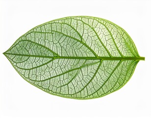 Obraz premium Translucent Green Leaf Veins on White Background Close Up Detail