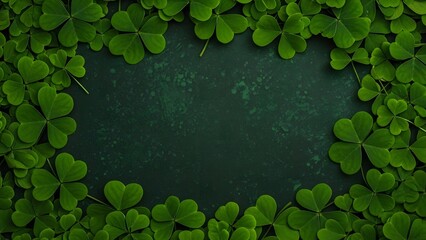 St patrick's day shamrock frame with green leaves for irish holiday celebrations