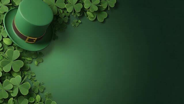 St patrick's day celebration with green hat and shamrocks