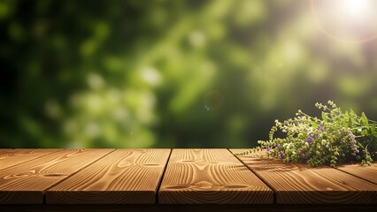 Lucky st patrick's day background with green plants and wooden table
