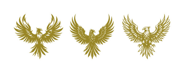 vector set silhouette logo of phoenix or eagle (artwork 2)