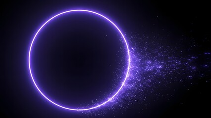 Obraz premium Glowing purple ring with particle effect
