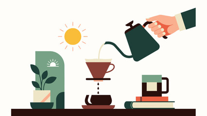 Hand Pouring Coffee into a Cup.