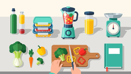 Healthy Food Preparation on Kitchen Counter.