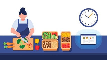 Woman Preparing Healthy Meal in Kitchen.