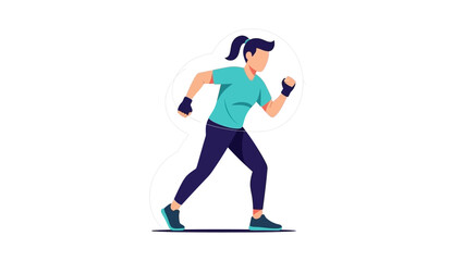 Woman Running with Fists Clenched Illustration.