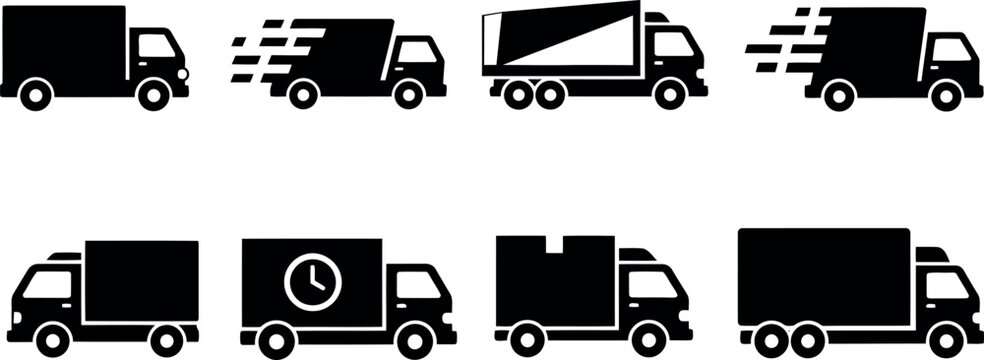Delivery truck icon set Vector