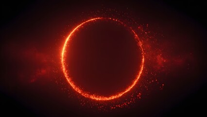 Vibrant orange ring glowing in dark space