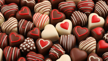Assorted chocolate hearts for valentine's day celebration