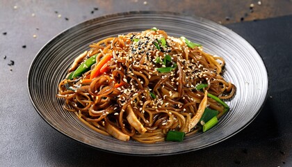 Wok Noodles Sprinkled With Sesame Seeds