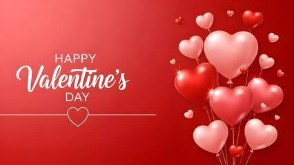 Valentine's day celebration with heart balloons and greeting