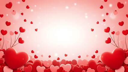 Valentine's day background with red hearts and soft pink lights