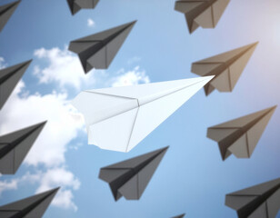 White Paper Plane Leading Jet Planes Leadership Concept