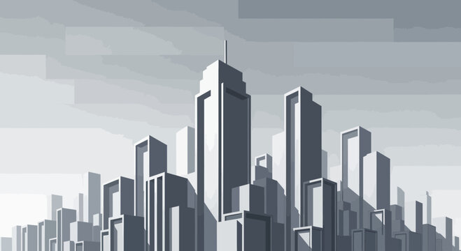 Urban Skyscape Illustration Capturing Architectural Designs in Shades of Grey