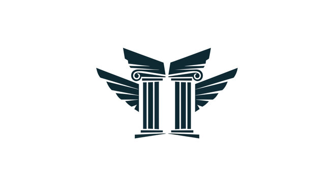 Winged Pillars Emblem Representing Foundation, Strategy, and Elevated Vision for Success