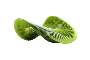 Abstract green organic shape with intricate patterns isolated on transparent background. Abstract green curve isolated on white background.