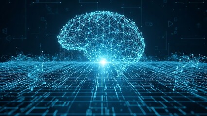 Artificial Intelligence Concept with Glowing Digital Human Brain