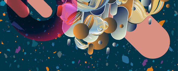 Dark blue retro futuristic art collage concert abstract background. Color psychology Space and layout Composition with dynamic lines