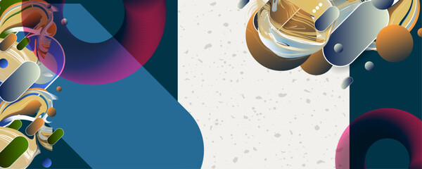 Dark blue retro futuristic art collage concert abstract background. Color psychology Space and layout Composition with dynamic lines