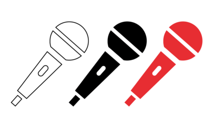 Two microphones, one white and one red, on transparent background