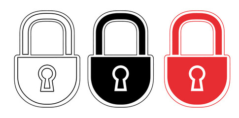 Two padlock icons, one white and one red, on transparent background