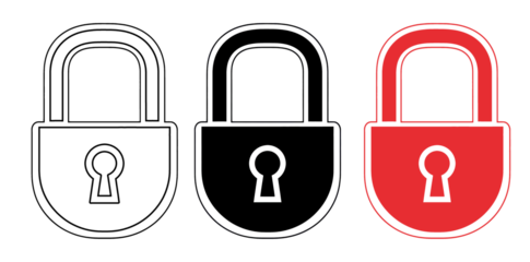 Two padlock icons, one white and one red, on transparent background