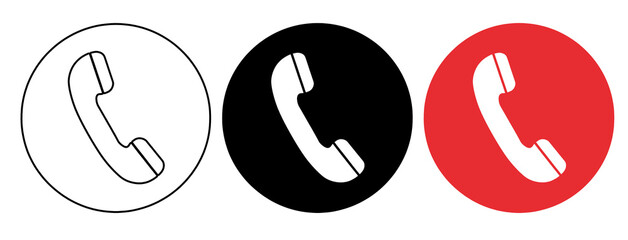 A phone icon with a white circle and a red circle on transparent background