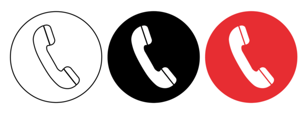 A phone icon with a white circle and a red circle on transparent background