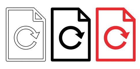 A white and red file refresh icon on transparent background