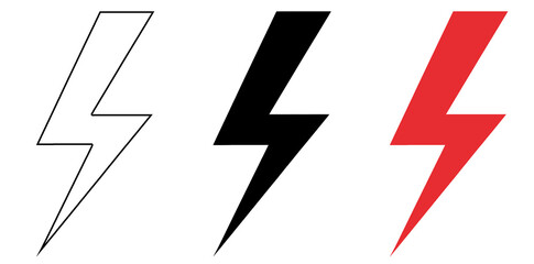 A bold white and red lightning bolt graphic on transparent background