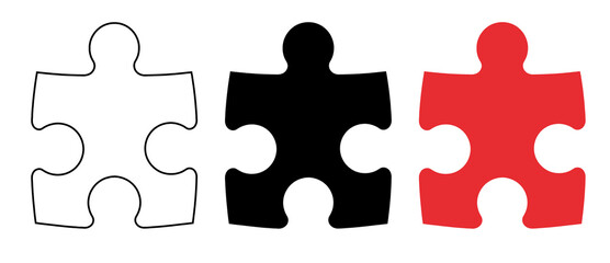 A white and red puzzle piece on transparent background