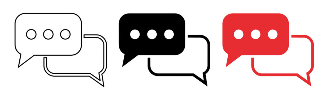 A white and red chat bubble icon set on transparent background