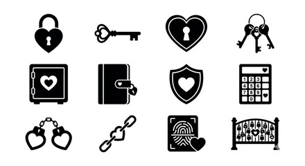 Love and Security Icons Set