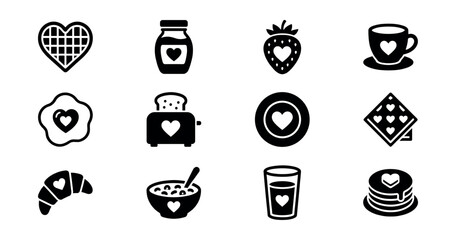 Love and Affection Breakfast Icons Set