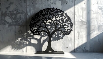 Elegant black metal tree wall art high resolution picture