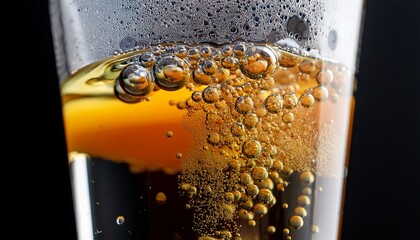 Layered Liquids Interface And Bubbles In A Glass